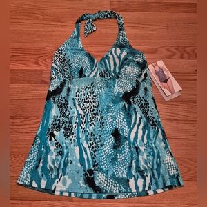 Nwt Womens Gottex Blue Swim Tankini Size 12